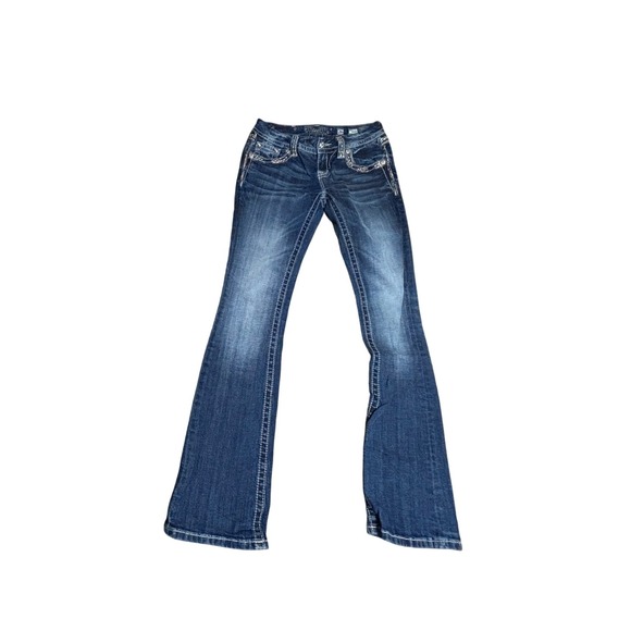 Miss Me Signature Boot Jeans Womens Size 26 Embellished Blue Denim - Picture 2 of 12